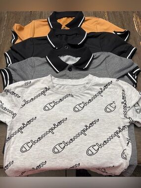 Lot of 4 Boy Shirts 3 Unbranded Polo 1 Champion T-Shirt size 6